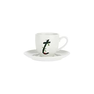 La Porcelaine Blanche - Tasse &agrave; Caf&eacute; avec Soucoupe Lettre 'T' dans Gift Box - Solotua - Mobilier Maison, Th&eacute;, Caf&eacute; et Petit-d&eacute;jeuner - Porcelaine - 90 cc