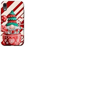 Nain de Noël en sucre d'orge mignon bohème rouge vert café Coque pour iPhone XR