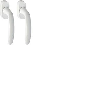 HOPPE 10760943 Poignée de fenêtre Atlanta – Secustik 90°/VK 7 x 32–42 mm Blanc, Poignée de fenêtre pour fenêtre à ouverture oscillo-battante, Fixation : non visible, par vis filetées M5 (Lot de 2)