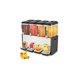 VEVOR Distributeur de Boissons Commercial 4 R&eacute;servoirs de 12 L, Fontaine &agrave; Eau 510 W, Distribution de Jus Limonade Th&eacute; Glac&eacute;, Temp&eacute;rature de Refroidissement 7-12 ℃, pour Restaurant, H&ocirc;tel, Caf&eacute;