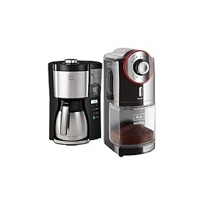 Melitta Look Therm Timer 1025-17 Cafetière filtres 1X4 Fonction arrêt Automatique 10 Tasses Noir/Acier Brossé, 1080 W, 1.25 liters & Molino, Noir/Rouge, Moulin à Café Électrique, Broyeur à Meule Plate