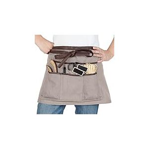 La Cordeline Mixte TABLIER DE JARDIN COURT BEIGE CLAIR SIMILI CUIR 7POCHES H34XL64CM, Beige, 2x64x34 cm EU