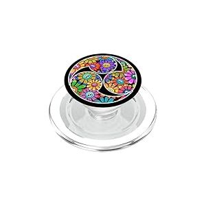 Taiko Mitsudomoe Symbole Happy Boho Flowers Taiko Drummer PopSockets PopGrip pour MagSafe