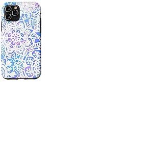 Joli Motif Mandala Pastel Roses Bleu Floral henn&eacute; Coque pour iPhone 11 Pro
