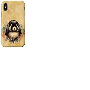 Rétro Lapin Oreilles Lapin Vintage Illustration Artistique Coque pour iPhone X/XS