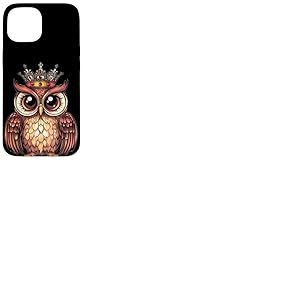 Hibou couronné prêt à régner pour les hiboux et les amateurs de couronne Coque pour iPhone 15