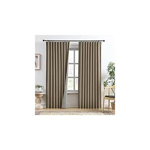 Lot de 2 Rideaux occultants en Lin et Polyester avec Pattes arri&egrave;re pliss&eacute;es avec Crochets &ndash; Draperies &eacute;co&eacute;nerg&eacute;tiques en m&eacute;lange de Lin et de Polyester pour Chambre &agrave; Coucher, 127 x 203,2 cm (l x L