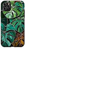 Coque de téléphone Motif Feuilles de Monstera Style vitrail Art déco Vert Coque pour iPhone 11 Pro Max