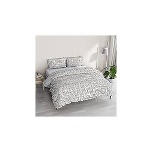 Italian Bed Linen Parure Housse de Couette Athena avec Sac et taies d'oreiller imprimés, Dora TORTORTORA, lit Double