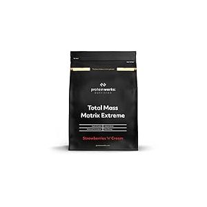 THE PROTEIN WORKS Total Mass Matrix Extreme Protéine en Poudre | Fraise à la Crème | Gain de Masse | Gain de Poids Hypercalorique | Avec Glutamine, Créatine et Vitamines | THE PROTEIN WORKS | 1.325kg