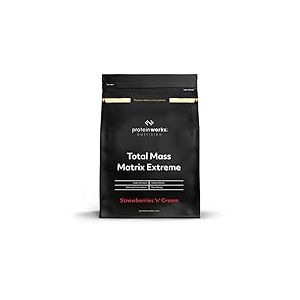 Total Mass Matrix Extreme Protéine en Poudre | Fraise à la Crème | Gain de Masse | Gain de Poids Hypercalorique | Avec Glutamine, Créatine et Vitamines | THE PROTEIN WORKS | 1.325kg