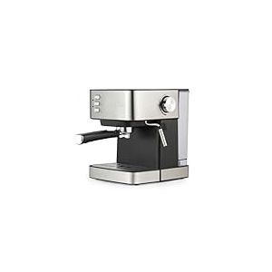 Salter Machine à expresso manuelle avec mousseur à lait, compatible avec café moulu, pompe à pression italienne à 15 barres, réservoir d'eau amovible de 1,6 l, cuillère doseuse,