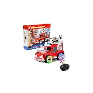 Wise Block W Voiture Télécommandée Jeu de Construction - Moteur de Pompier Télécommandé,Modèle Céduit de Camion de Pompiers à Construire 296 PCS,Jouet Enfant 8 9 10 11 12+ Ans Garcon Fille