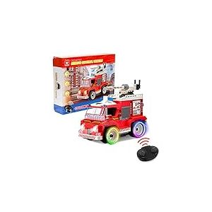 Wise Block Voiture Télécommandée Jeu de Construction - Moteur de Pompier Télécommandé,Modèle Céduit de Camion de Pompiers à Construire 296 PCS,Jouet Enfant 8 9 10 11 12+ Ans Garcon Fille