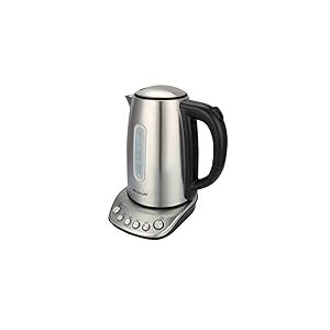BRANDT BO1202B – Bouilloire électrique 360° – Capacité 1,7L - 5 températures préenregistrées – Boutons rétroéclairés – Enrouleur de cable – Puissance 2200W – Inox