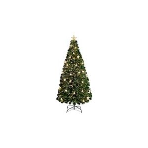 WeRChristmas Sapin de Noël en Fibre Optique avec Dessus de Sapin Vert 1,8 m