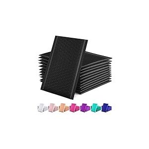 GSSUSA #000#000 Lot de 50 enveloppes &agrave; bulles rembourr&eacute;es auto-adh&eacute;sives pour envoi postal, 10,2 x 20,3 cm, noires