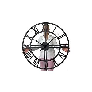 FLEXISTYLE EKO design originale Horloge Murale Geante 80 cm LOFT Grande Noir, sans Bruit de tic-tac, industrielle