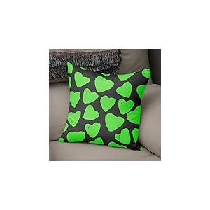 BonaMaison Housse de Coussin Motif, Vert Fluo et fumée Taie d'oreiller pour Lit Voiture Canapé Maison Salon Chambre, Décoration D'intérieur, 43x43cm - Conçu et Fabriqué en Turquie