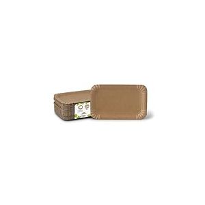 GREENBOX Lot de 50 assiettes rectangulaires en carton marron 13 x 20 cm | Durable, robuste et recyclable | Assiettes jetables pour anniversaires, barbecues et fêtes | Sylviculture durable | Disposable