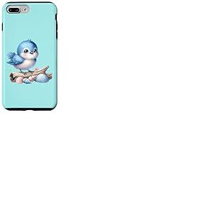 Joli Oiseau Bleu sur Bois flotté avec Coquillages Coque pour iPhone 7 Plus/8 Plus