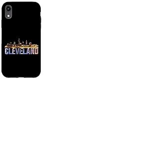 The Land Night Downtown Cleveland Skyline Art Ohio Downtown Coque pour iPhone XR