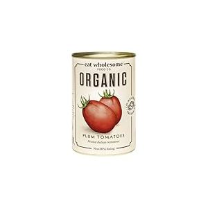 Eat Wholesome Tomates Prunes Pel&eacute;es Biologiques, 400g (Paquet De 12) - 100% Naturel, Tomates Italiennes, Sans Sucres Ni Sels Ajout&eacute;s, Vegan, Doublure Sans Bpa Et Emballage Neutre En Co2