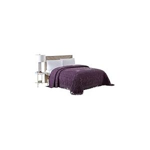 Beatrice Home Fashions Couvre-lit en Chenille, Motif médaillon, lit Double, Aubergine