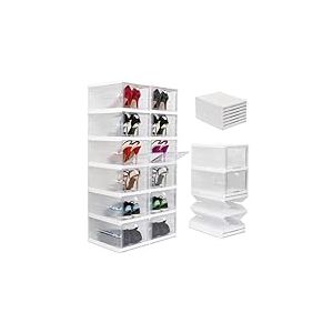 Wondersome Étagère à chaussures pliable – Conteneurs de rangement transparents à 12 compartiments – Pour chaussures, bottes, baskets – Étagère cube empilable – Marque basée aux États-Unis