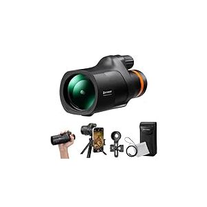 K&F Concept 12X50 HD Telescope Monoculaire avec Clip Téléphone et Trépied Étanche BAK4 Prisme Revêtement Téléscope avec Interface Trépied pour Observation Oiseaux, Chasse, Randonnée