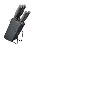 Pradel Excellence - Bloc de 5 Couteaux de Cuisine - Lames Acier Inoxydable - Manches Soft Touch - Bloc Design Gris - Ensemble Polyvalent pour Trancher et D&eacute;couper