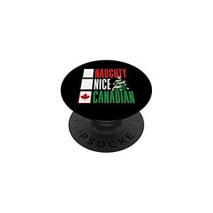 Merry Christmas Canada Naughty Nice Arbre de No&euml;l Canadien PopSockets PopGrip Adh&eacute;sif