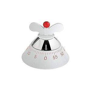 Alessi A09 W Kitchen Timer Minuteur en R&eacute;sine Thermoplastique, Blanc, Mouvement M&eacute;canique