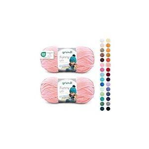 Gründl Wolle Funny uni - laine chenille douce pour le crochet - fil chenille 100% polyester, 2 pelotes (100 g/ 120 m, taille des aiguilles : 5-6) - abricot