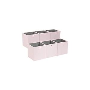 Amazon Basics Lot de 6 cubes de rangement pliables, en tissu, rose pivoine, 33 x 38 x 33 cm