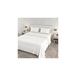 Parure de lit 2 Places Venere Maxi 100% Coton Made in Italy &ndash; Parure de lit Blanches, 2 taies d'oreiller avec Volants, Double Bourdon, Drap Dessus 260 x 300 cm, Drap Housse 180 x 200 cm &ndash; Bordeaux