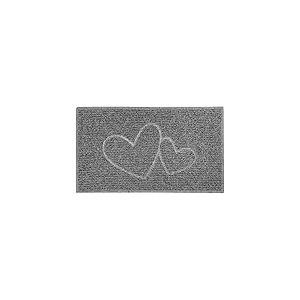 Nicoman Paillasson Double cœur en Relief Lavable au Jet (Utilisation en intérieur ou en extérieur), Taille M (75 x 44 cm), Noir/Gris