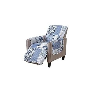 Great Bay Home Patchwork festonné imprimé Protecteur de Meubles résistant aux Taches pour Fauteuil inclinable (Fauteuil inclinable, Bleu Marine)
