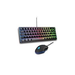 The G-Lab - Combo Hydrogen - Pack Clavier Souris Gamer, Clavier Gamer 60% Filaire, R&eacute;tro&eacute;clairage RGB, AZERTY FR, Format Compact + Souris Gaming RGB, 6 Boutons, 7200 DPI - PC/PS4/PS5 &ndash; Noir