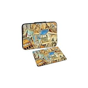 PEDEA Motif Housse de Protection pour Ordinateur Portable jusqu'à 33,8 cm avec Tapis de Souris 13.3 inch with Mouse Pad Vintage Travel