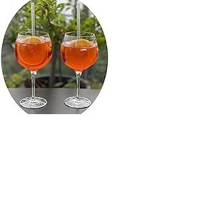 Topkapi Elite Lot de 6 verres &agrave; cocktail Amalfi XL I 13 pi&egrave;ces I Lot de 6 verres en cristal sans plomb I sp&eacute;cialement con&ccedil;us pour Aperol Spritz/Campari Amalfi I avec 6 pailles en verre I 680 ml