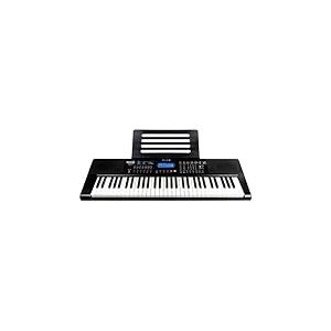 RockJam RJ461AX Clavier numérique portatif Alexa à 61 touches avec pupitre de musique, bloc d'alimentation, application Simply Piano et autocollants touches de note
