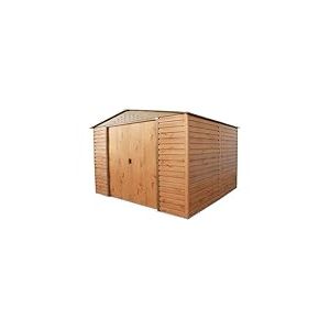Duramax Alpine 10 x 10 (9,75 m²) Abri de Jardin en métal avec Base, Acier galvanisé à Chaud, Structure de Toit renforcée, Abri de Jardin sans Entretien et résistant aux intempéries, Grain de Bois