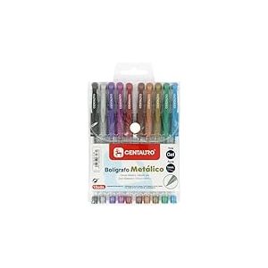 Centauro - Lot de 10 stylos gel de couleurs métalliques, trait moyen, 1 mm, prise en main confortable en caoutchouc, parfait comme matériel scolaire pour écrire et dessiner