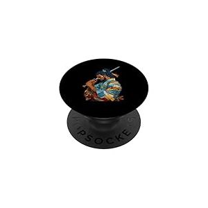 Anime de samoura&iuml; Afro-am&eacute;ricain, Dessin anim&eacute;, Guerrier Bushido Japonais PopSockets PopGrip Adh&eacute;sif