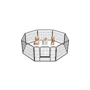 Yaheetech Parc pour Chien 8 Panneaux Enclos Chien Chiot Lapin Canard Petit Animale de Compagnie avec Porte Cage pour Chien Interieur Exterieur 80 x 60 cm