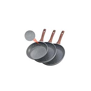 VEVOR Poêle en Aluminium 3PCs 25/28/32,5 cm, Sauteuse Antiadhésive Pré-assaisonnée avec Poignée Résistante à la Chaleur, Ustensiles de Cuisine Restaurant, pour Gaz, Électrique, Induction, Gris