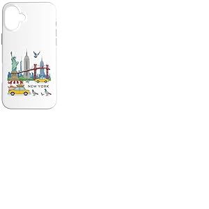 Souvenir de New York City USA pour Enfants, Taxi, Pigeon Jaune Coque pour iPhone 16 Plus