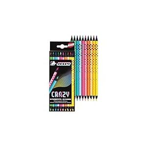 JOLLY Next Generation Crazy Lot de 10 crayons de couleur double face incassables avec 20 couleurs Bois noir Forme ronde ergonomique Design tendance