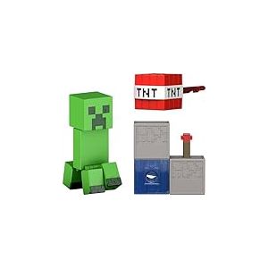 Mattel Minecraft Figurine Creeper Redstone, Figurine articul&eacute;e de 8 cm avec Accessoire et composant de Redstone, Coffret &agrave; Collectionner inspir&eacute; du Jeu vid&eacute;o, JJR92